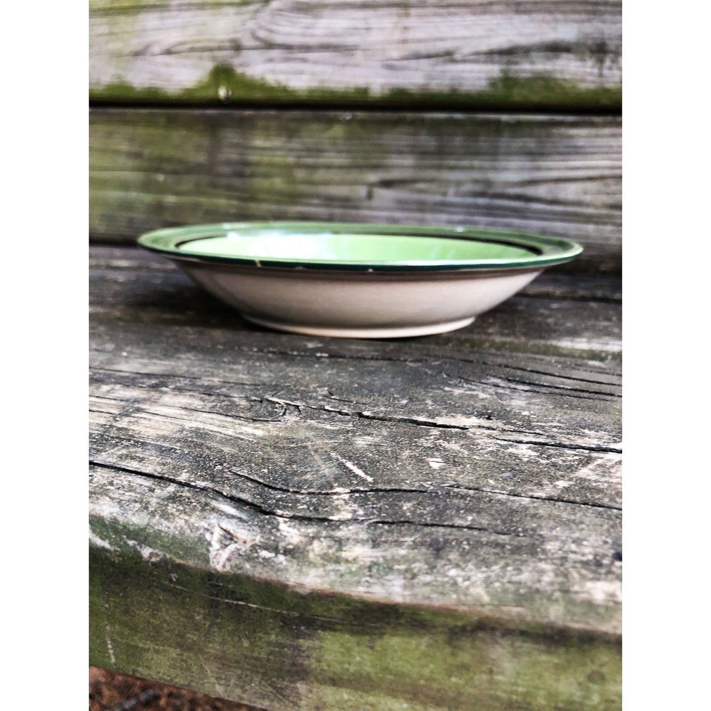 vintage Nasco stone ware Lime Glow stoneware Cereal Bowl green Japan dinner
