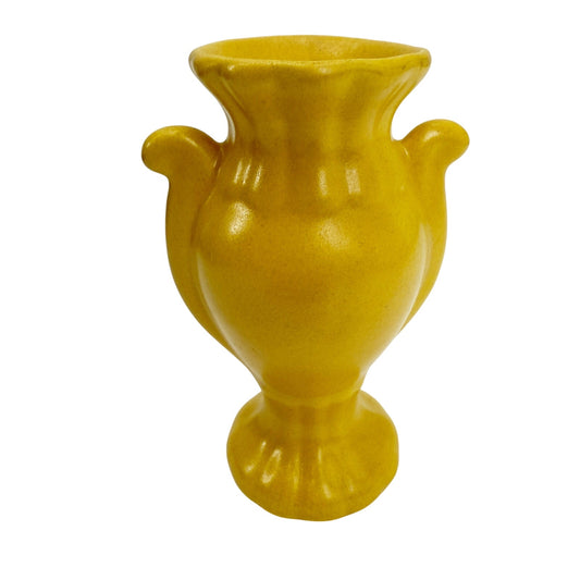 vintage yellow Bud flower Trophy Urn Vase art pottery floral 4.5" tall