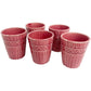 set of 5 small tumbler ceramic pottery CUPS red burgundy Made in Japan container