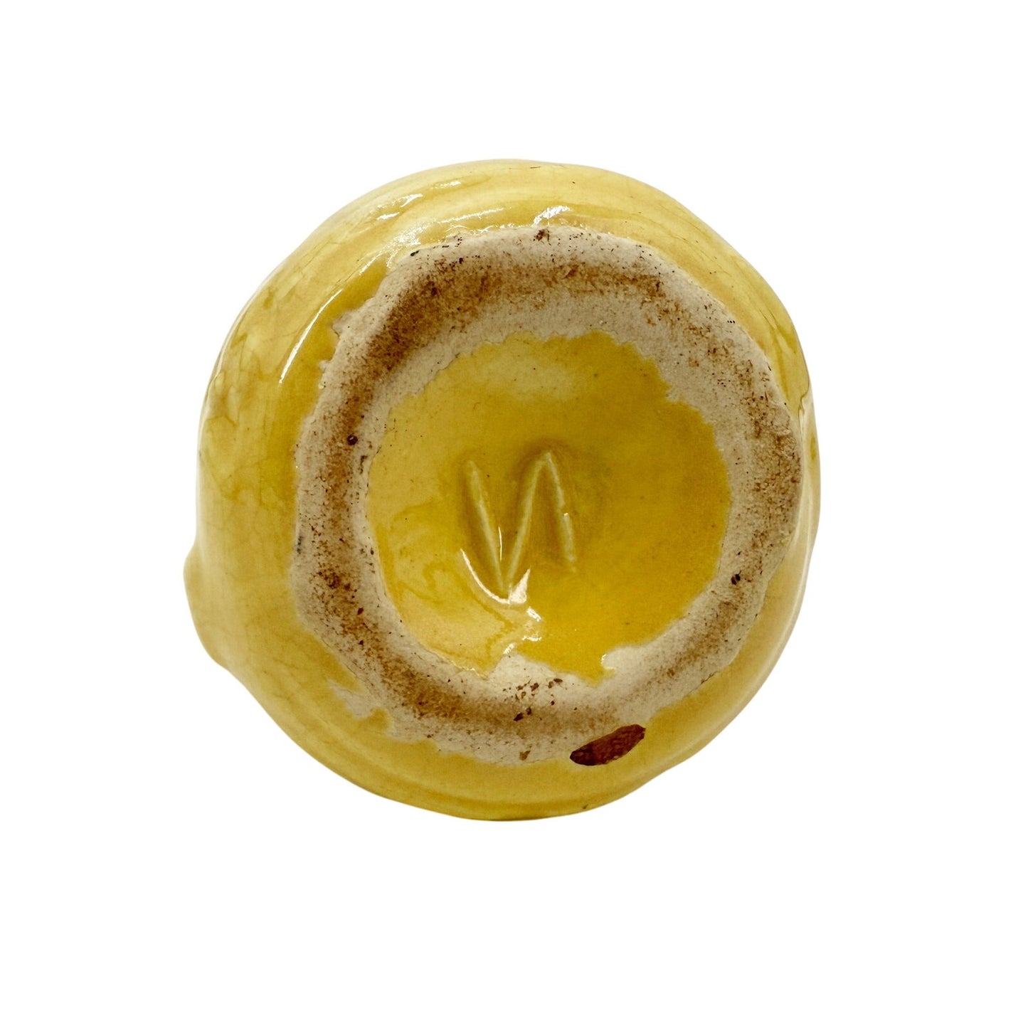 vintage miniature yellow Pitcher 3.5" tall handled jug mini art pottery