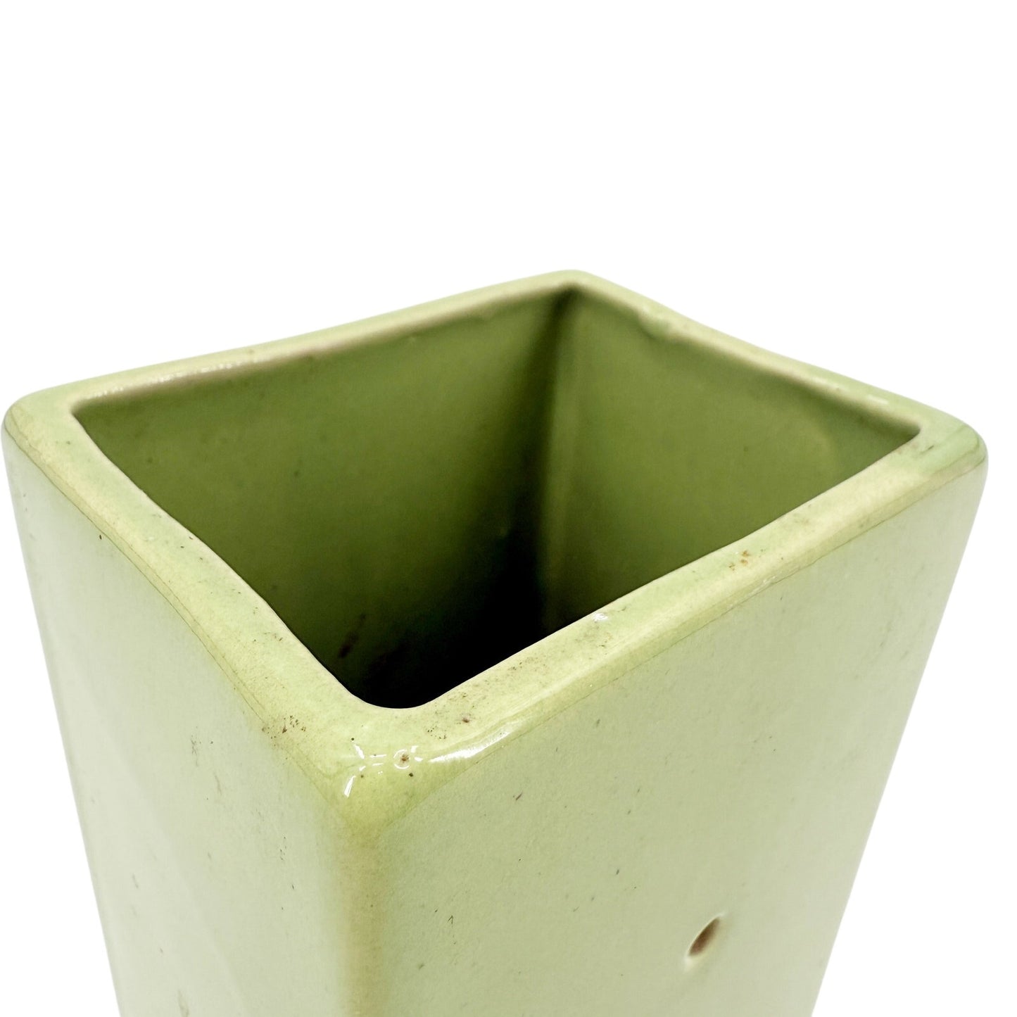 vintage avocado green TV Lamp rectangular ceramic MCM needs rewiring 7" tall