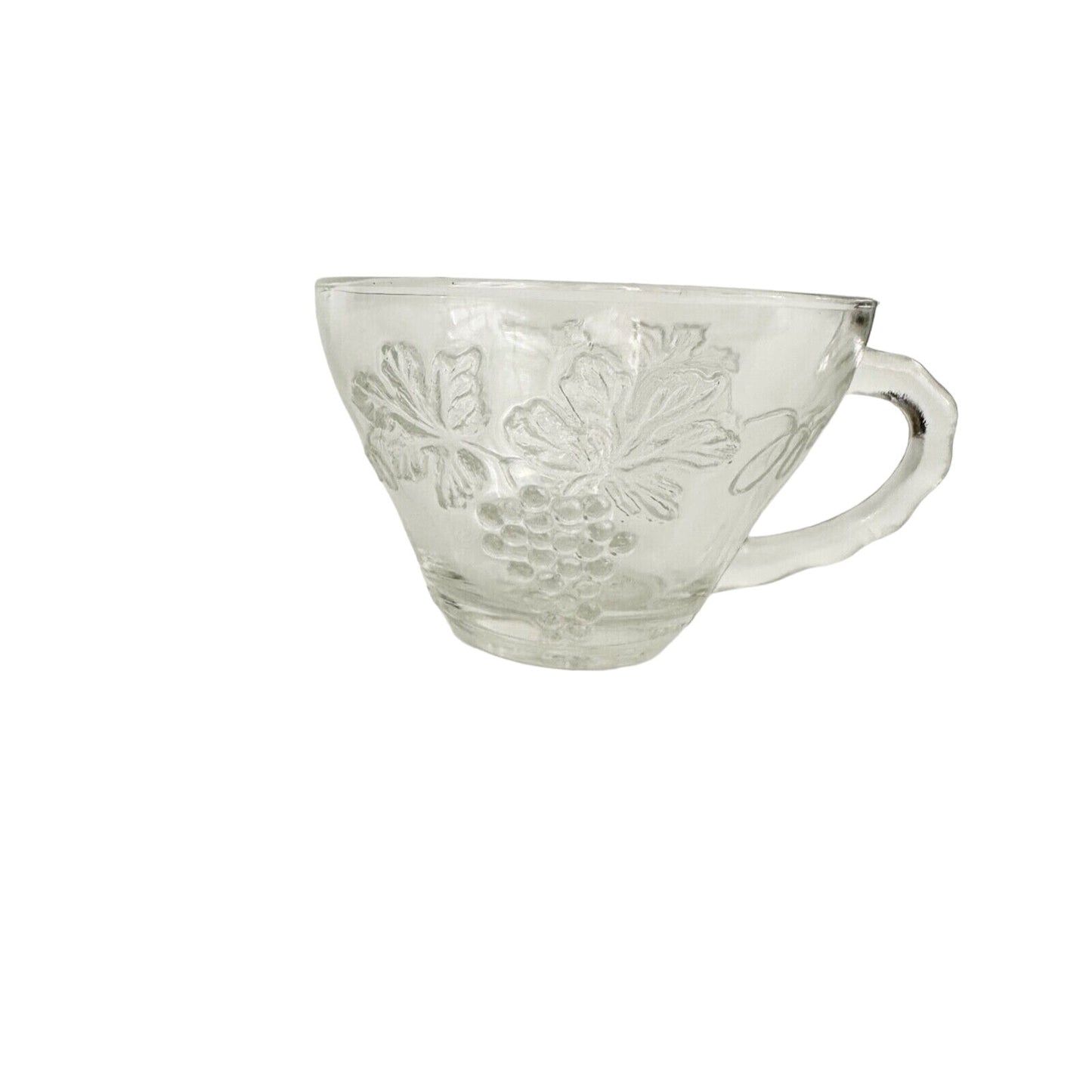 vintage Anchor Hocking Vintage Clear Snack glass CUP grape clusters leaves