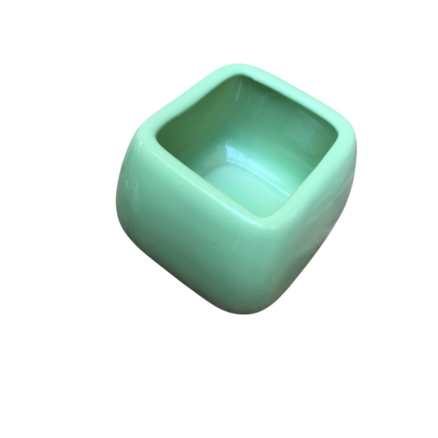 ceramic GREEN art pottery 3.25" tall vase PLANTER marked with cursive T03