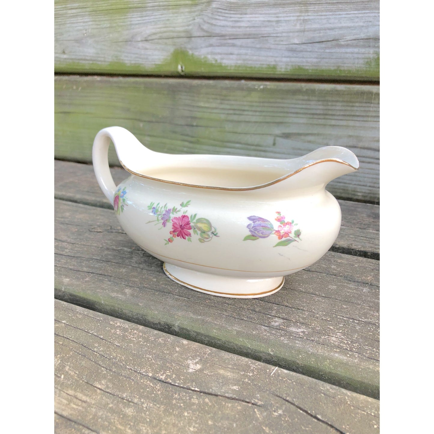 vintage Household Insitute floral Priscilla cream Gravy dish Boat dinnerware