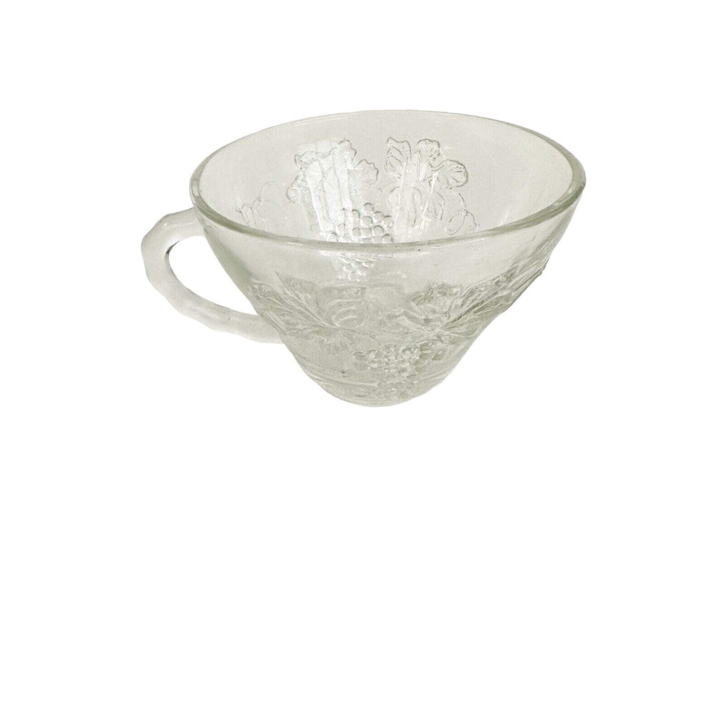vintage Anchor Hocking Vintage Clear Snack glass CUP grape clusters leaves
