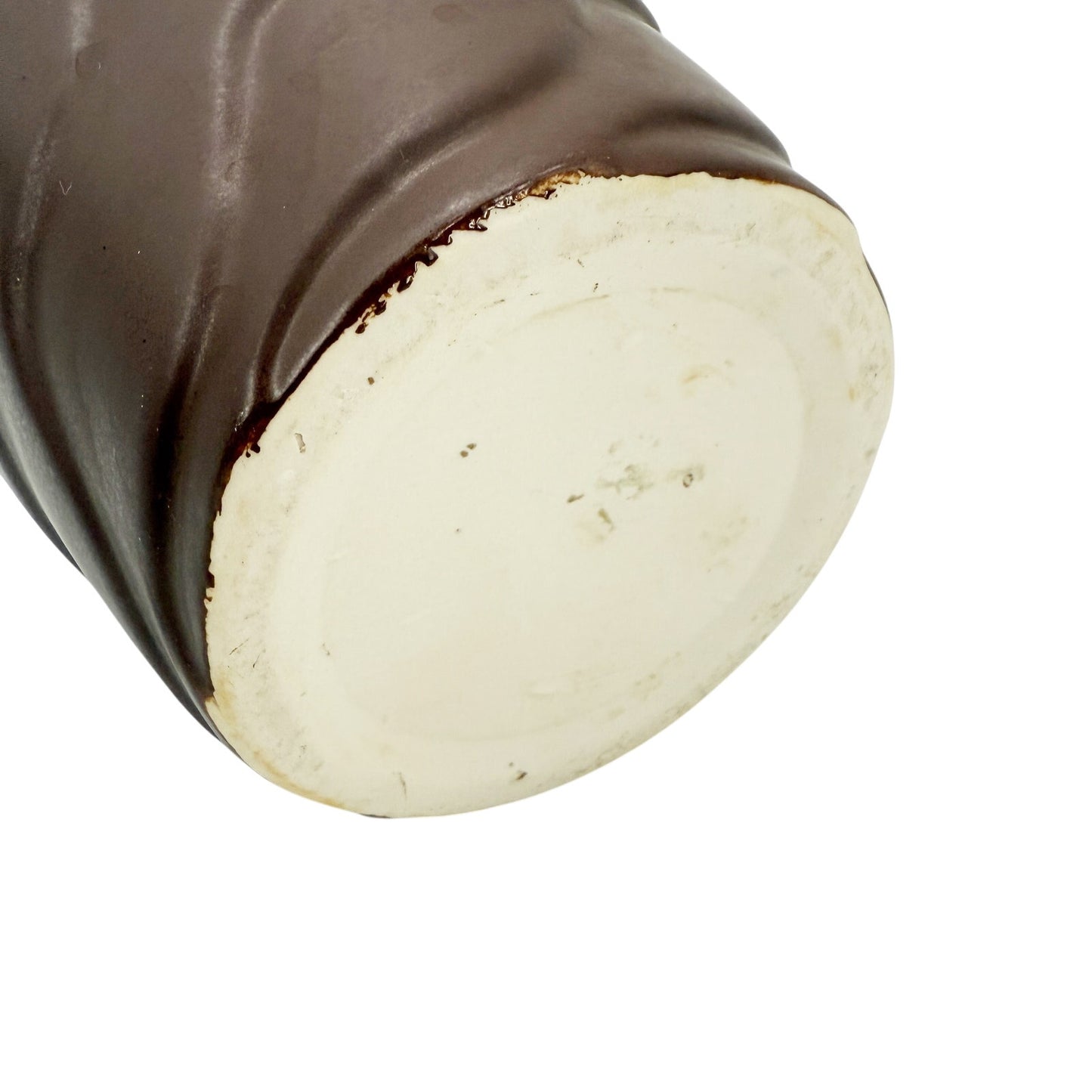 vintage dark brown Wave texture Planter matte finish flower pot art pottery