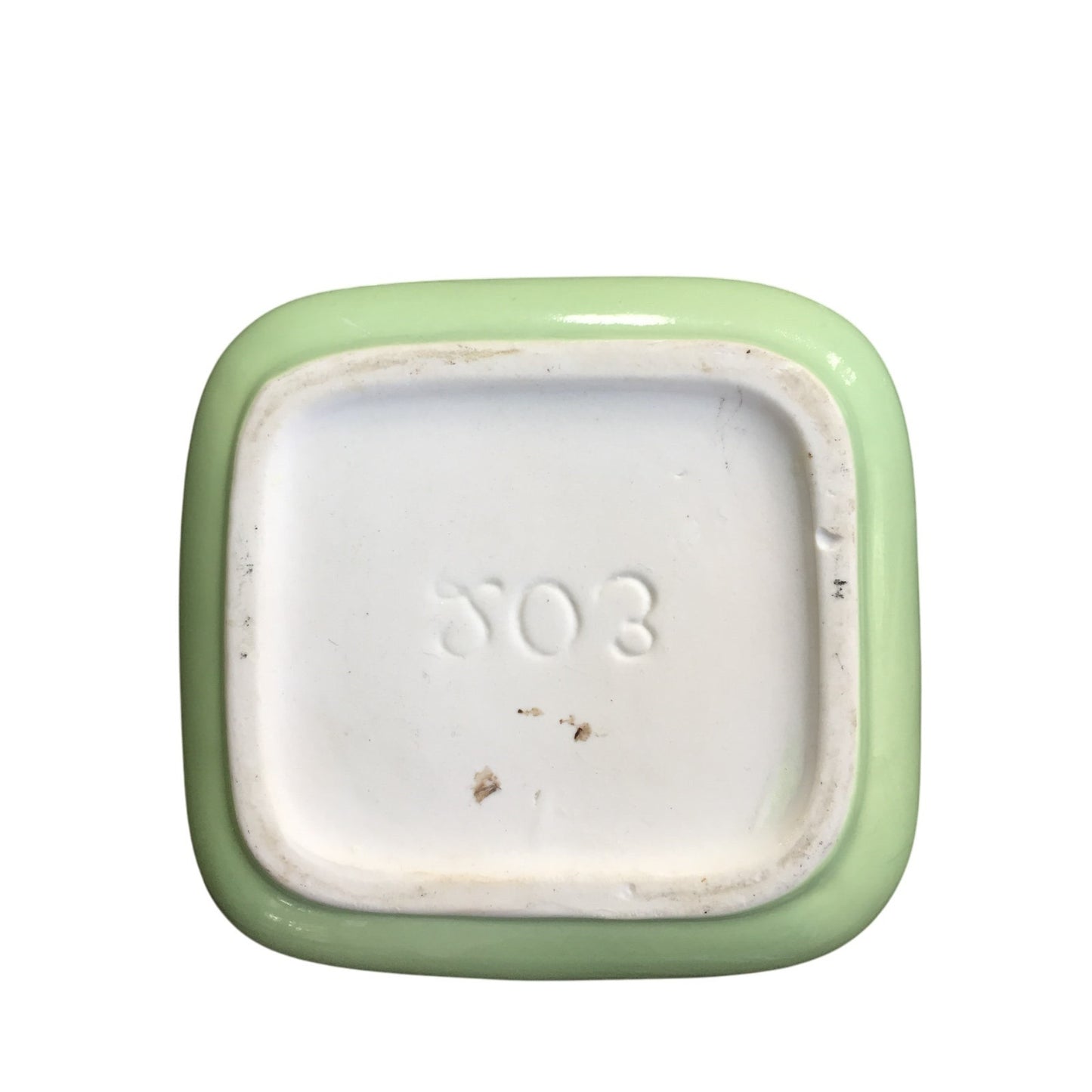 ceramic GREEN art pottery 3.25" tall vase PLANTER marked with cursive T03