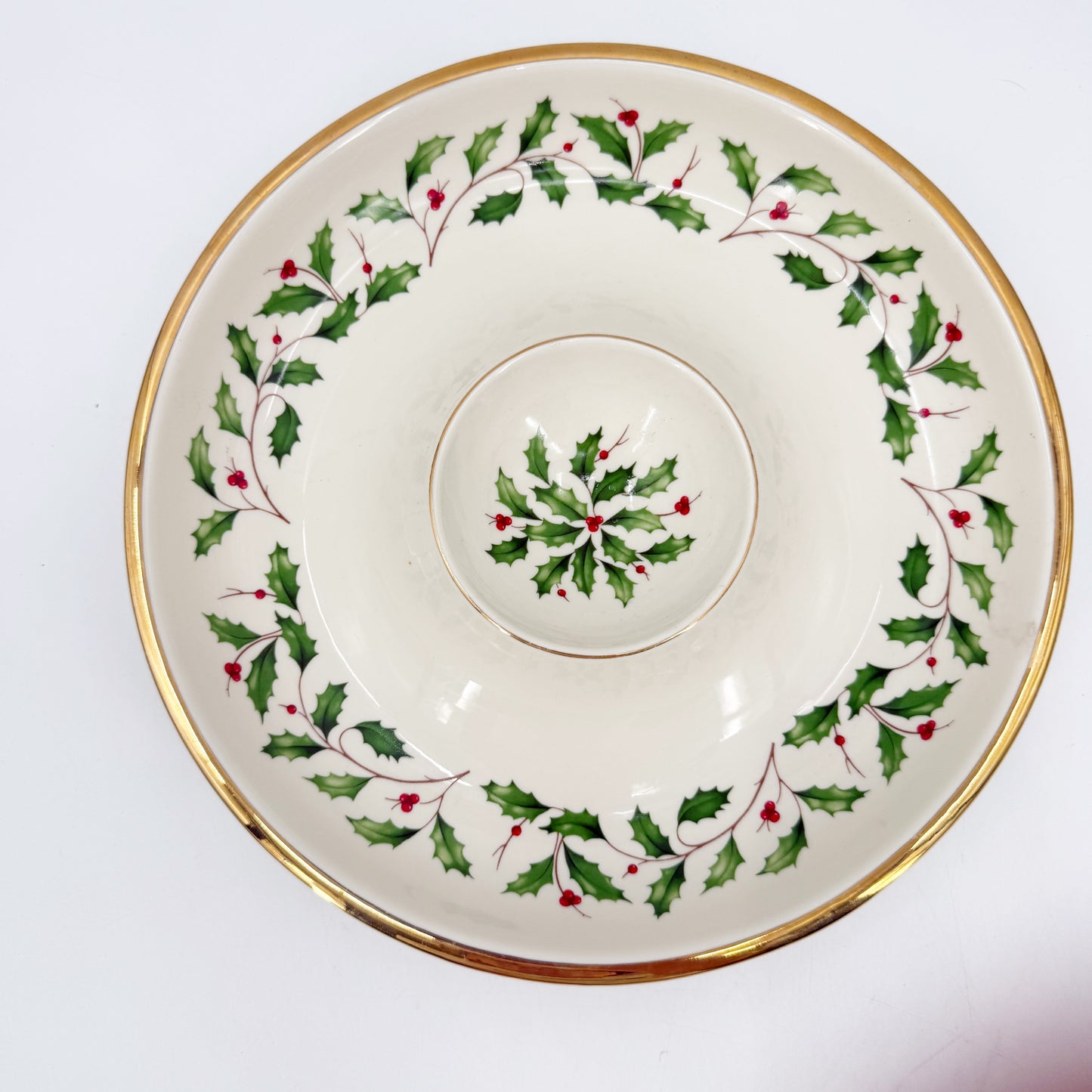 Lenox Holiday 12" Chip and Dip | Christmas tableware