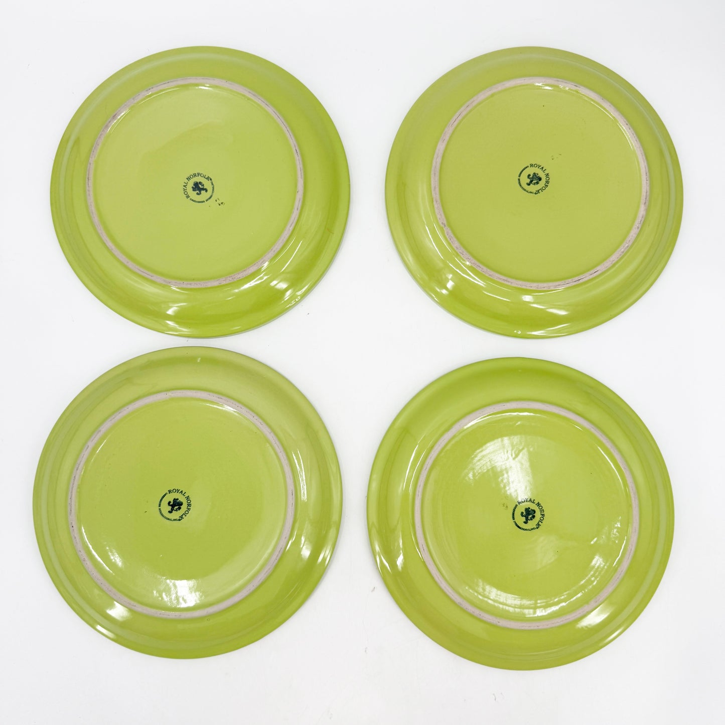 Royal Norfolk chartreuse lime green 11.5" Dinner Plates | set of 4