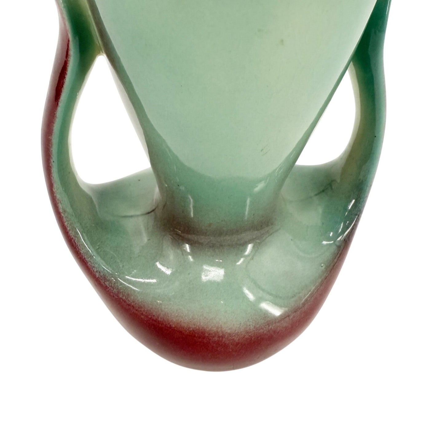 vintage pale turquoise & burgundy Flower Vase mid century modern ceramic art