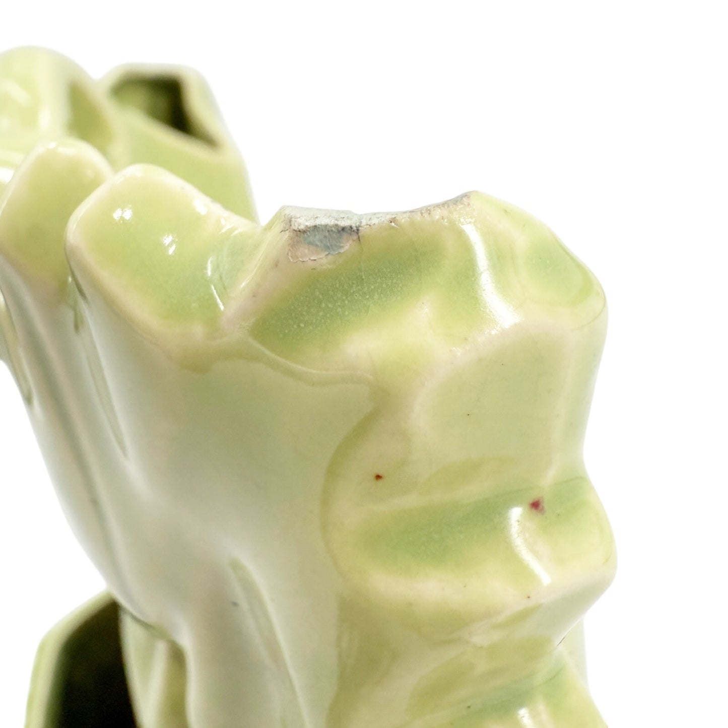 vintage pale green Leaf leaves TV Lamp with planters & vases MCM era lighting