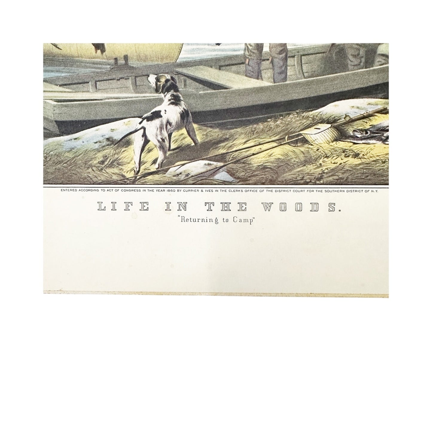 vintage Currier & Ives Life in the Woods Art Print lithograph reprint 14" x 11"