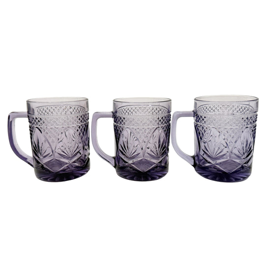 vintage Antique Amethyst glass Mugs Cristal D'Arques Durand | set of 3
