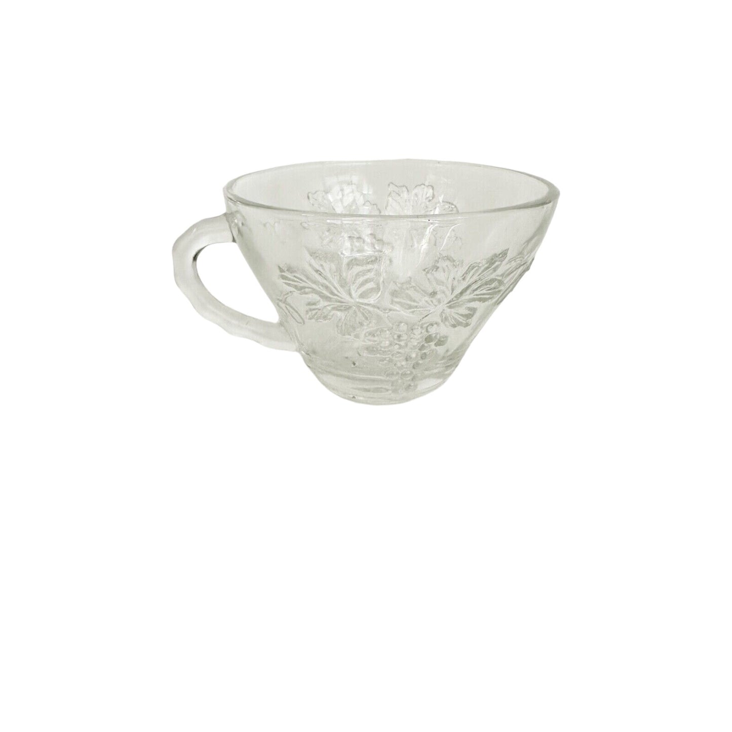 vintage Anchor Hocking Vintage Clear Snack glass CUP grape clusters leaves