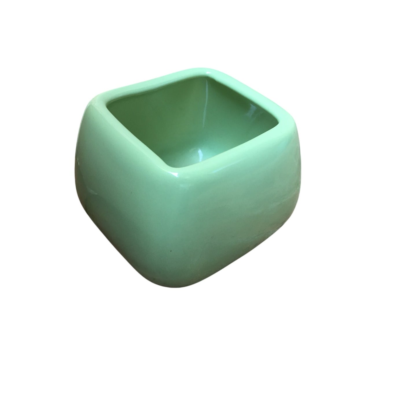 ceramic GREEN art pottery 3.25" tall vase PLANTER marked with cursive T03