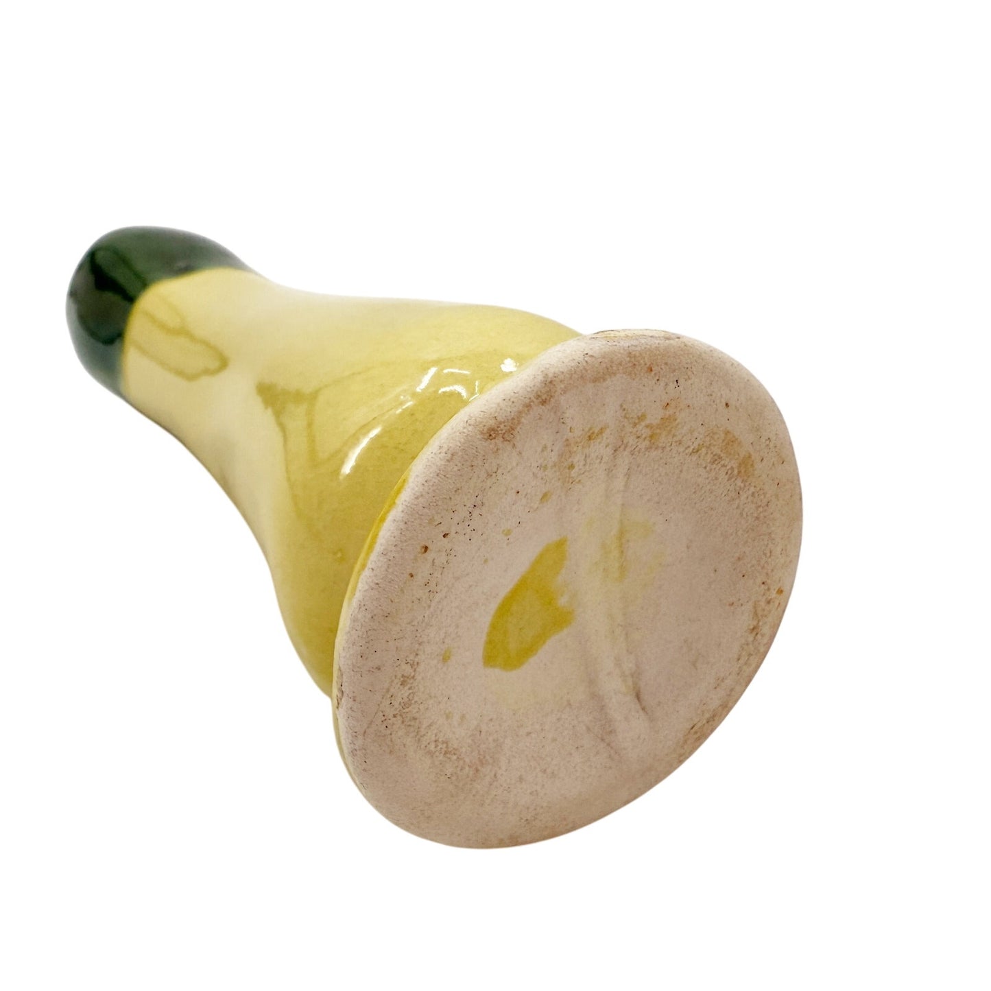 vintage yellow & green Bud flower Vase art pottery floral 6" tall