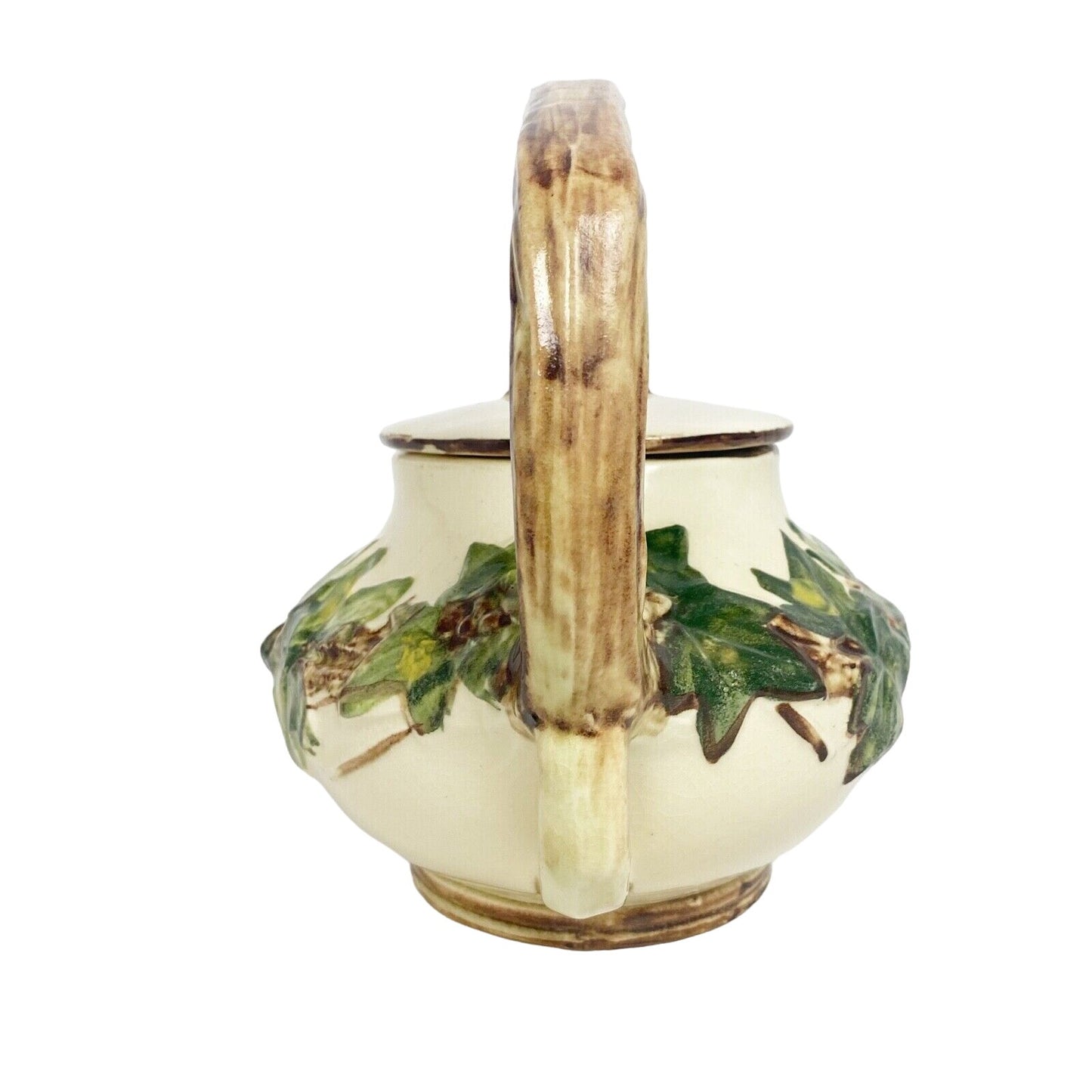 vintage McCoy cream green brown Ivy creamer sugar bowl teapot lid POTTERY set