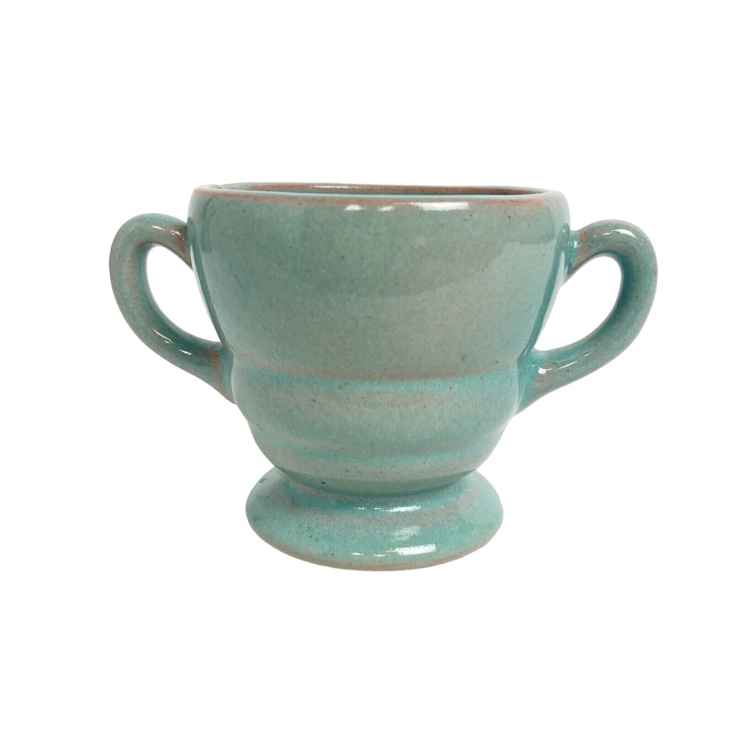 vintage Dryden Pottery open SUGAR bowl pale blue ceramic art footed cup