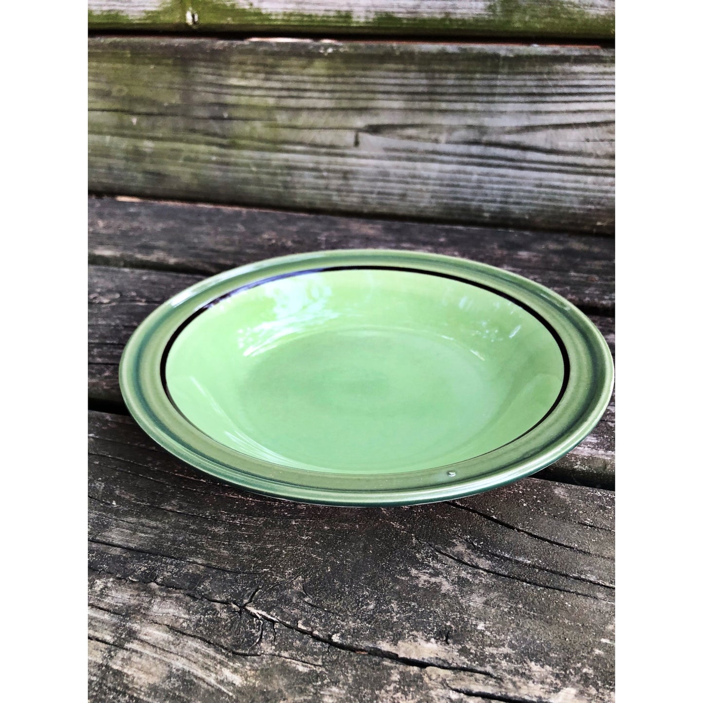 vintage Nasco stone ware Lime Glow stoneware Cereal Bowl green Japan dinner
