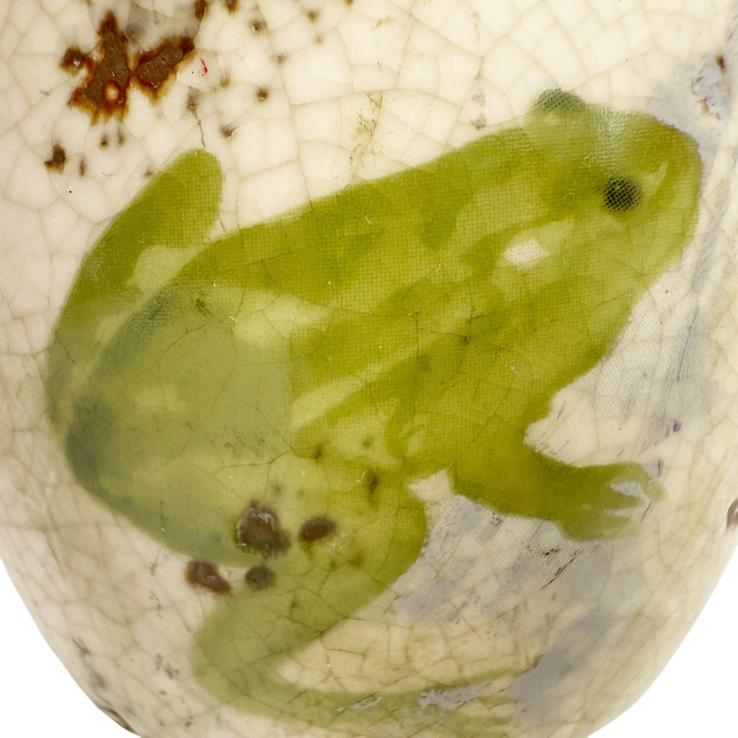 Creative Co-op House in the Country ceramic trinket cup green frog dragonflies