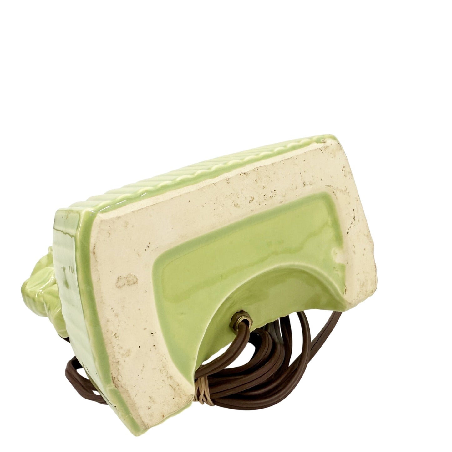 vintage pale green Leaf leaves TV Lamp with planters & vases MCM era lighting