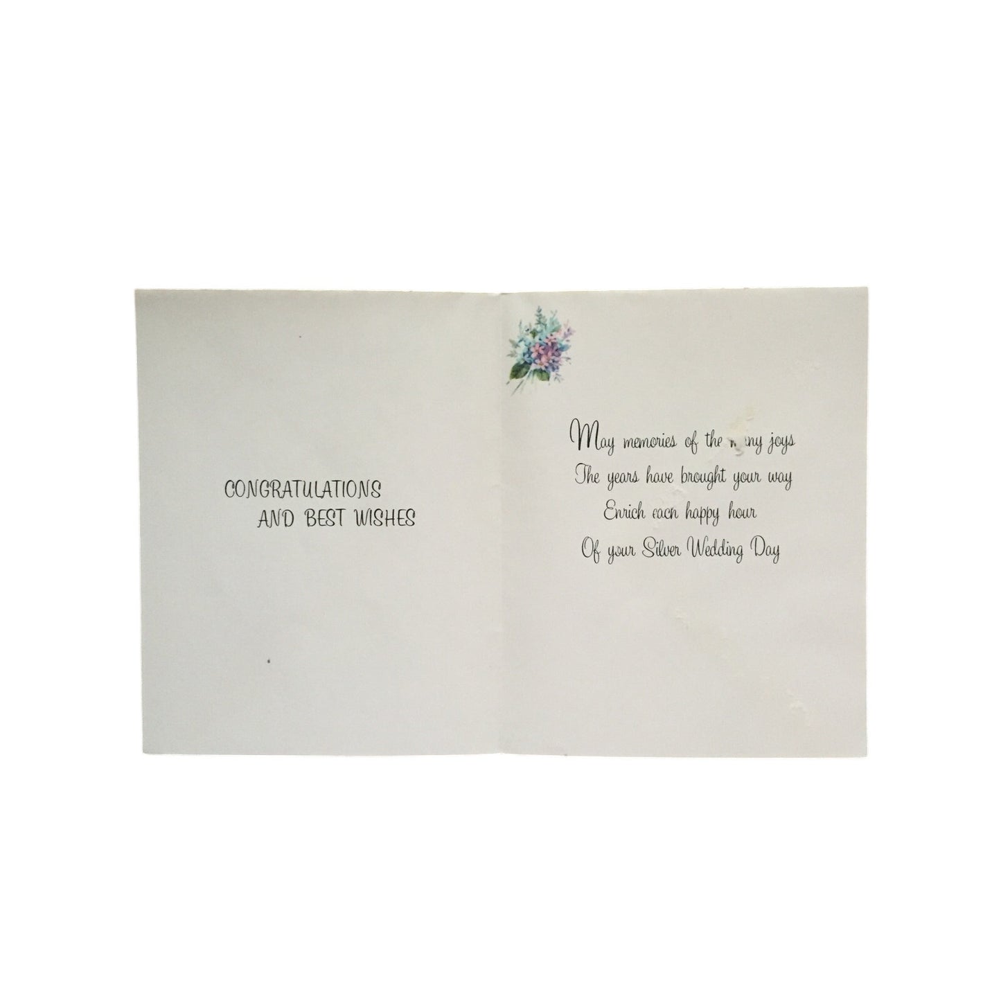 vintage Silver Anniversary unused Greeting Card floral 25th wedding marriage