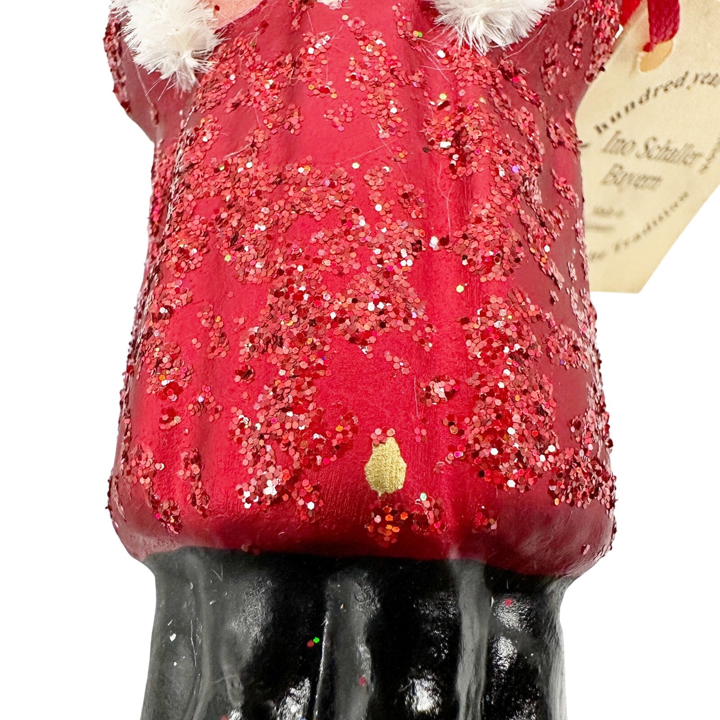 Ino Schaller Bayern paper mache Santa Claus red coat glitter w/ box