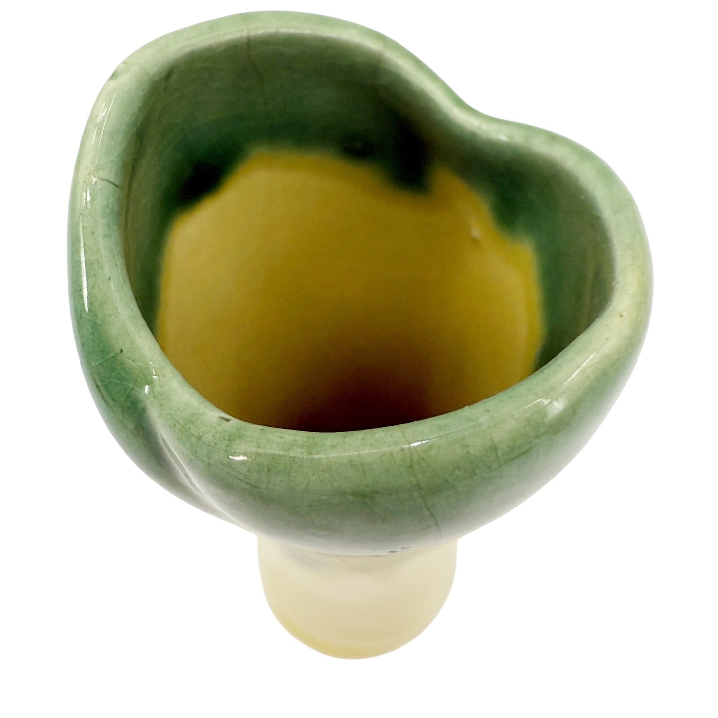 vintage yellow & green Bud flower Vase art pottery floral 6" tall