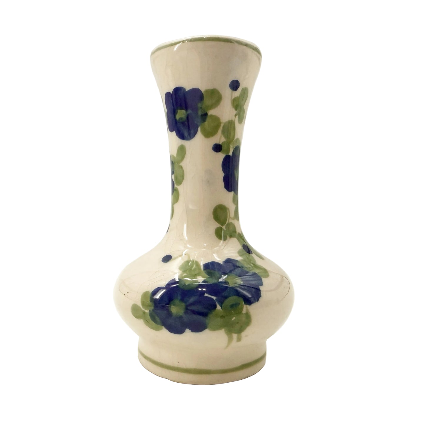 small blue floral bud vase | vintage pottery