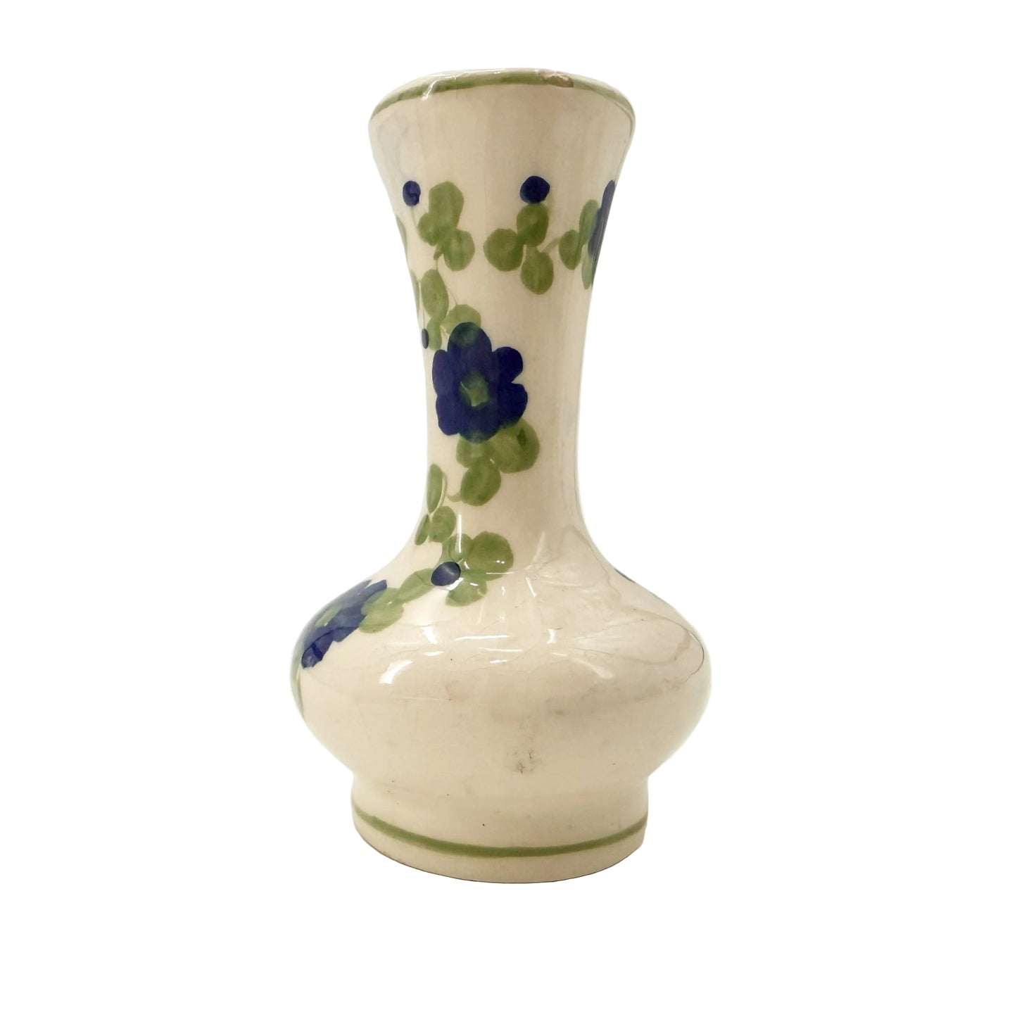 small blue floral bud vase | vintage pottery