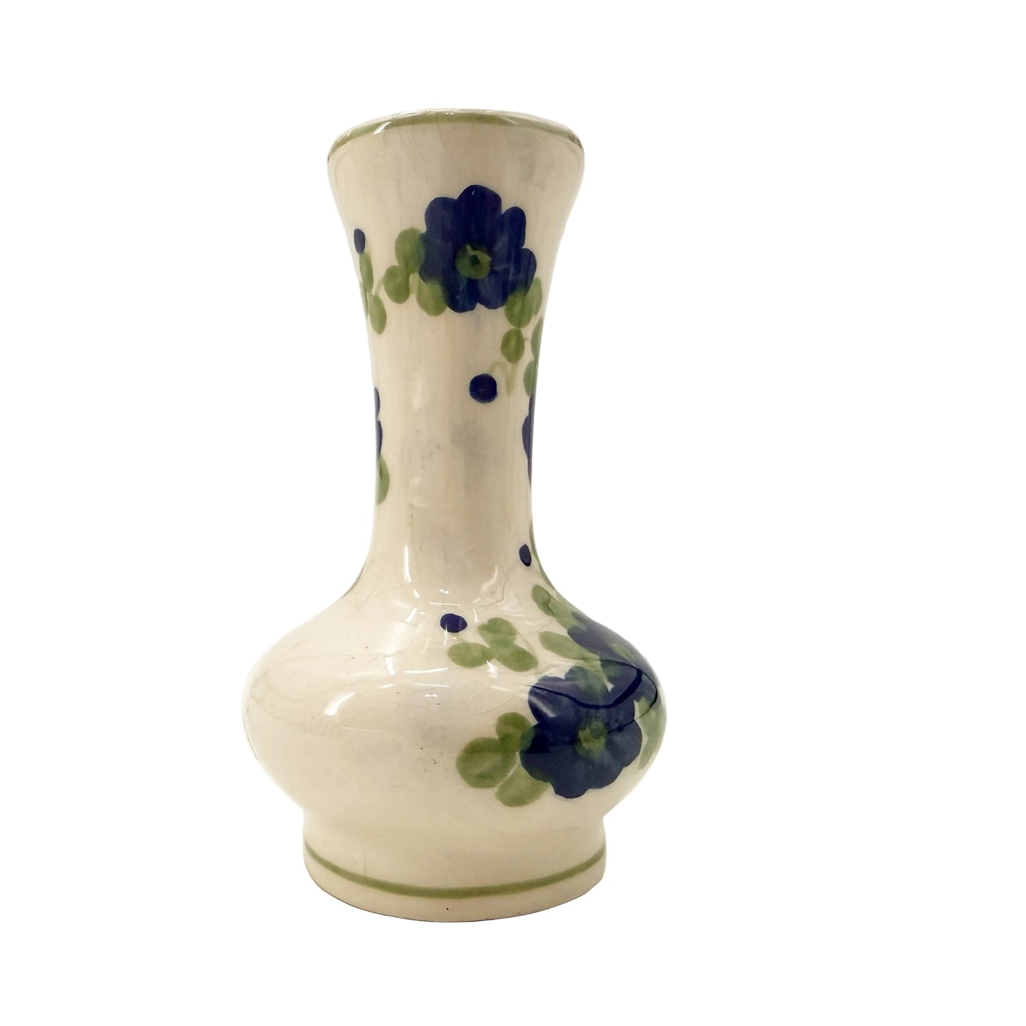 small blue floral bud vase | vintage pottery