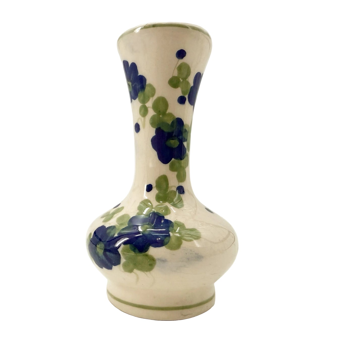 small blue floral bud vase | vintage pottery