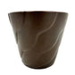 vintage dark brown Wave texture Planter matte finish flower pot art pottery