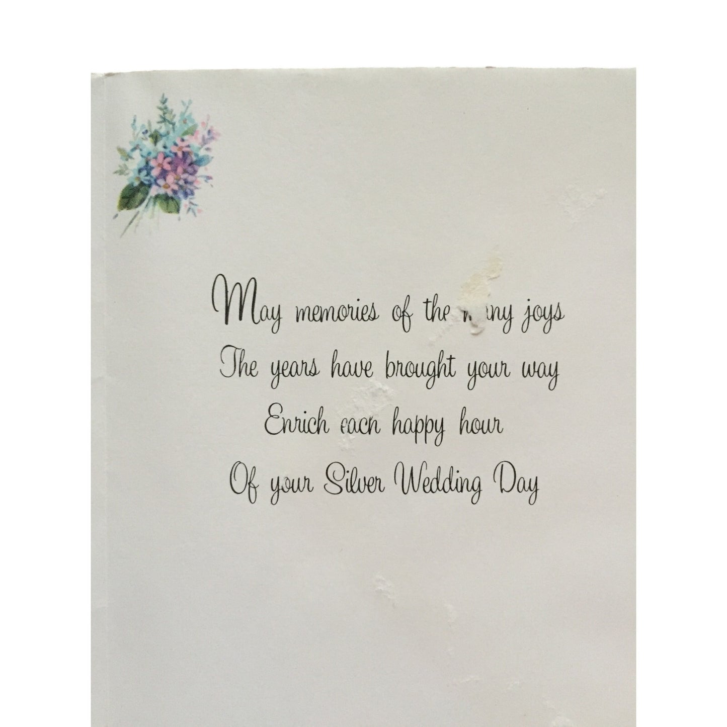 vintage Silver Anniversary unused Greeting Card floral 25th wedding marriage