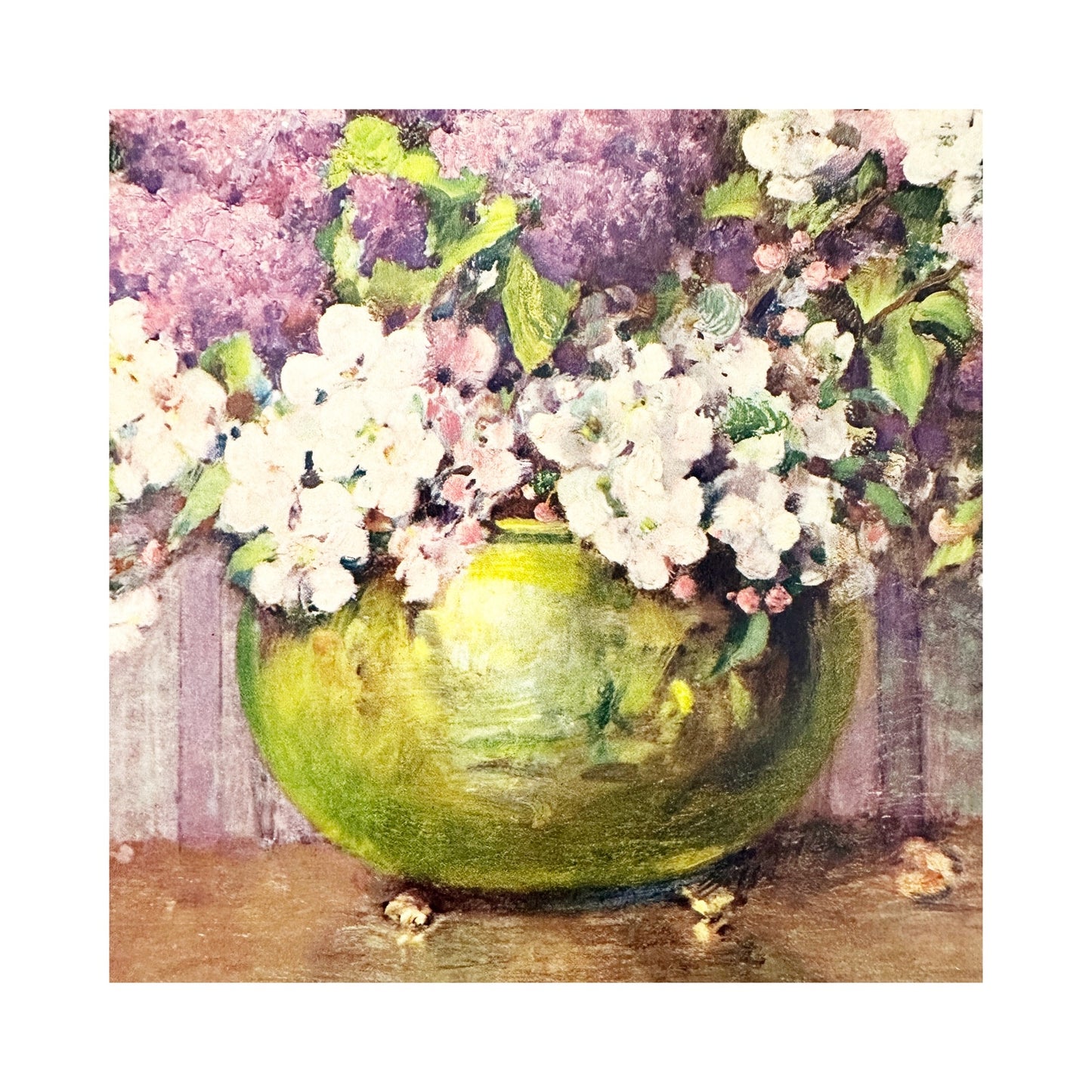 vintage Carle J. Blenner Art Print white & purple floral still life lithograph