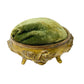 vintage gilded Pin Box green velvet cushion rose footed metal container 170 4/4