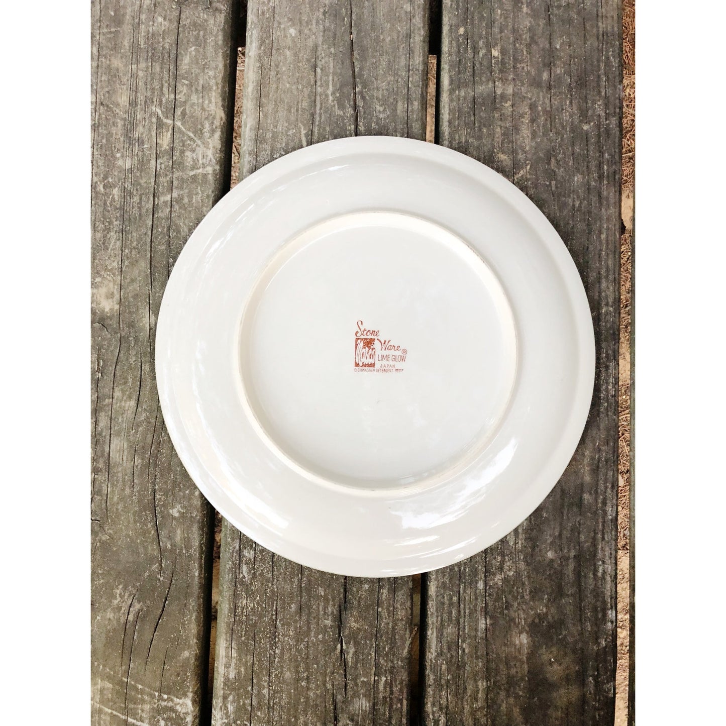 vintage Nasco stone ware Lime Glow stoneware Chop Plate green dinnerware Japan