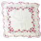 vintage floral Handkerchief white hanky small pink flowers