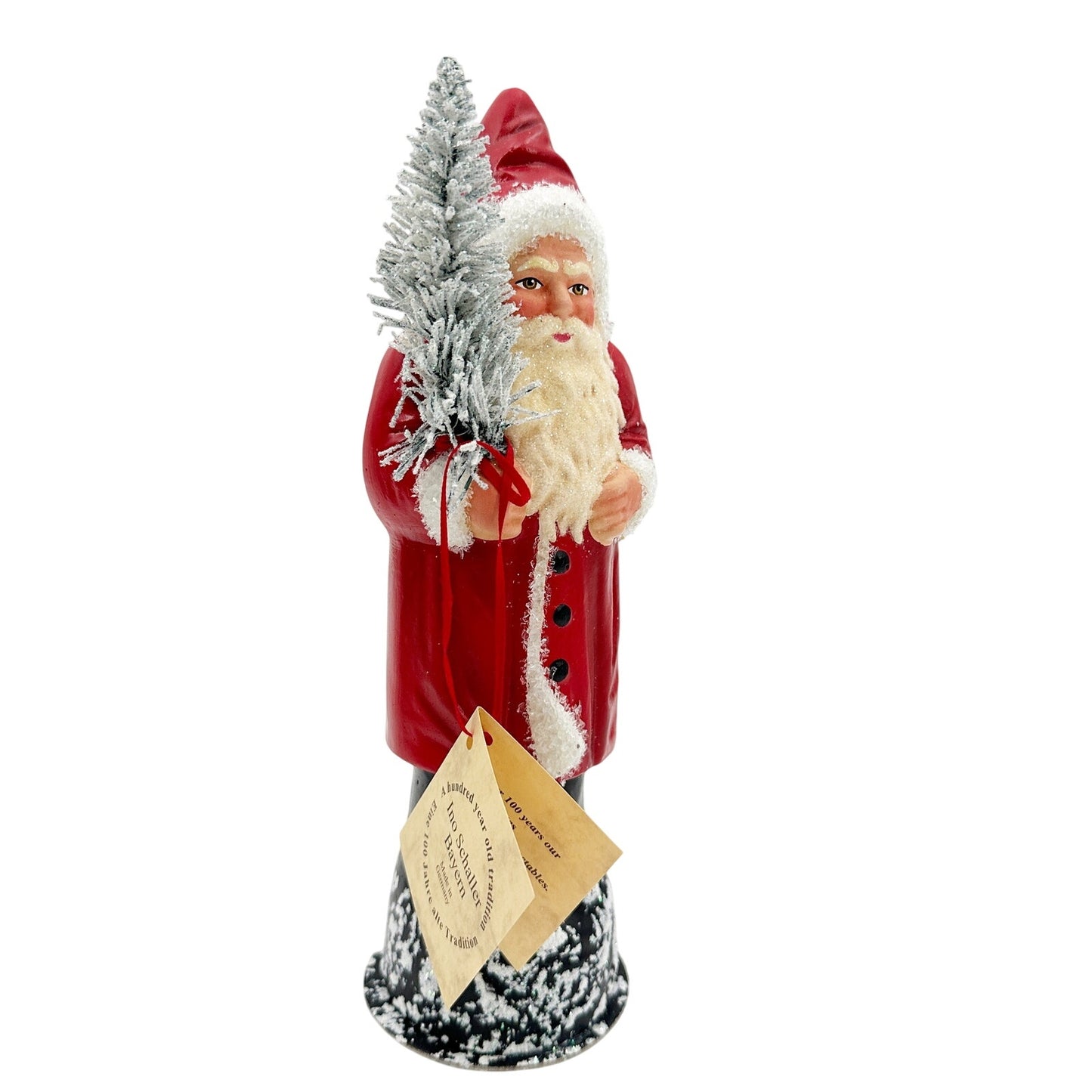 Ino Schaller Bayern paper mache large Santa Claus red coat glitter w/ box