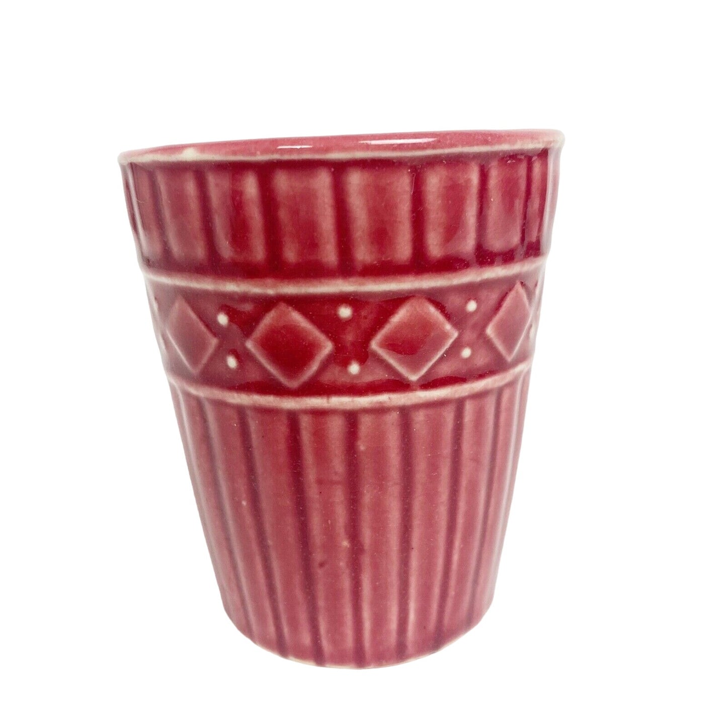 set of 5 small tumbler ceramic pottery CUPS red burgundy Made in Japan container