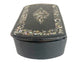 vintage small black Trinket Box keepsake lipstick iridescent stones hinged lid