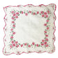 vintage floral Handkerchief white hanky small pink flowers