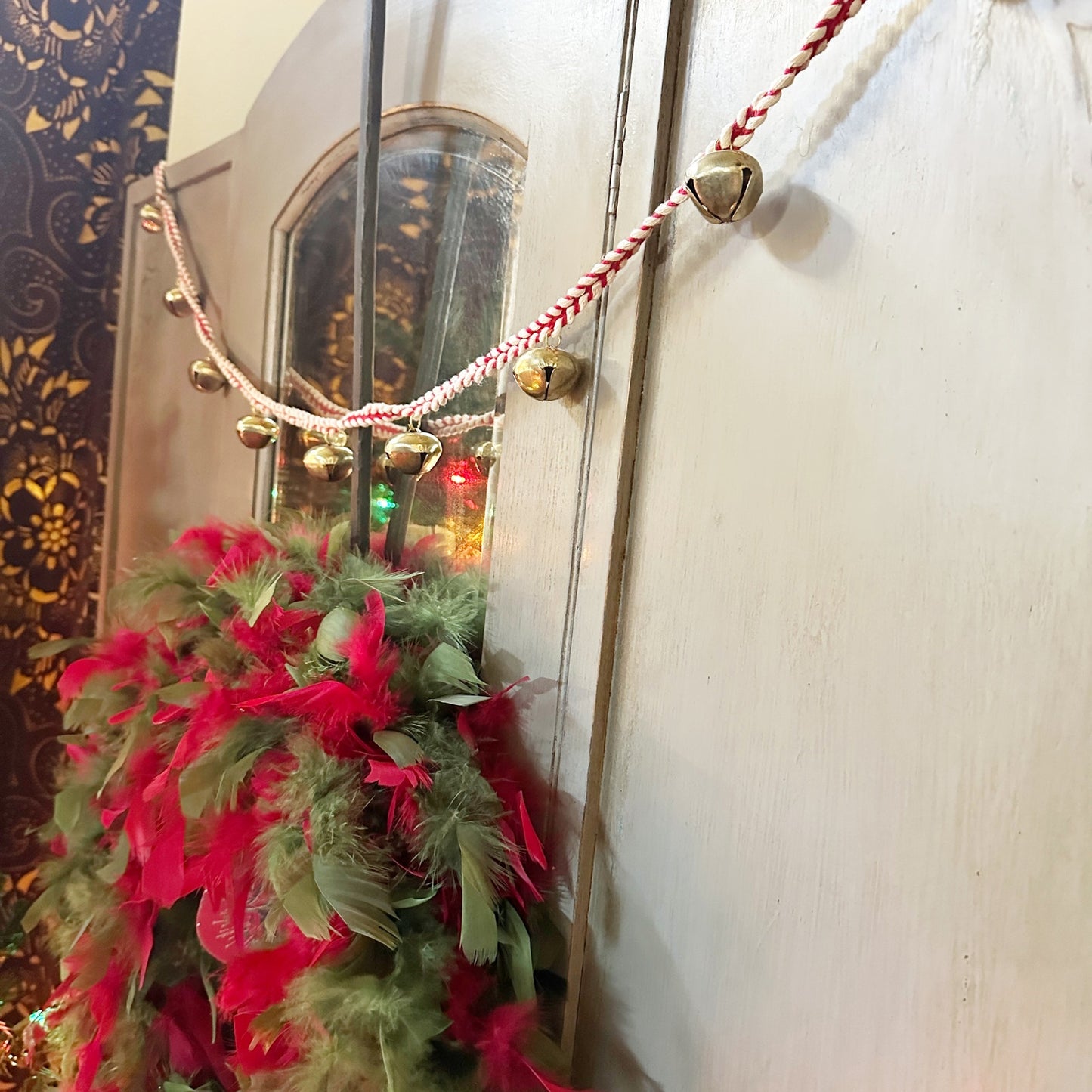 Jingle Bell Garland | red, white & gold