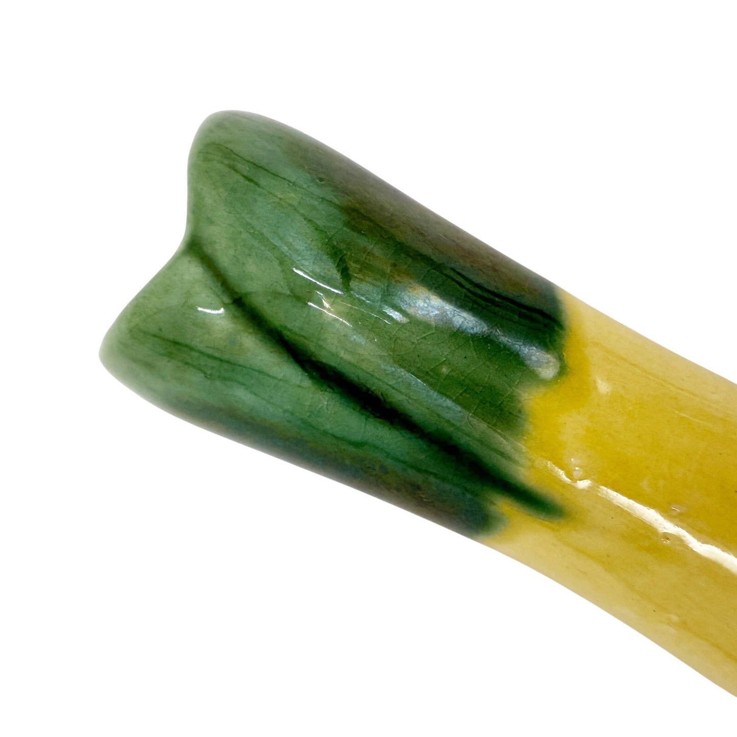 vintage yellow & green Bud flower Vase art pottery floral 6" tall