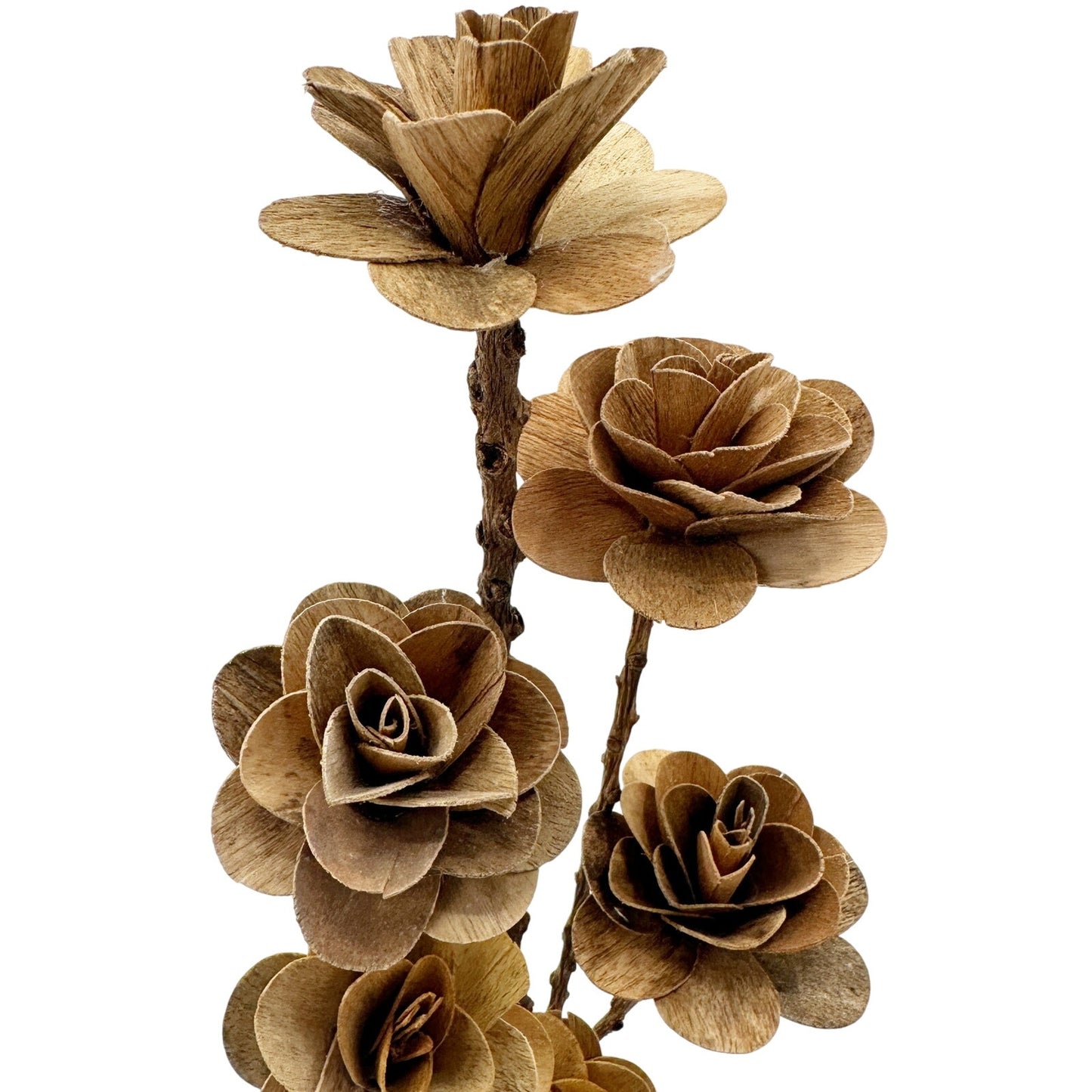 Wooden Deco Roses on Stems | bundle of 6