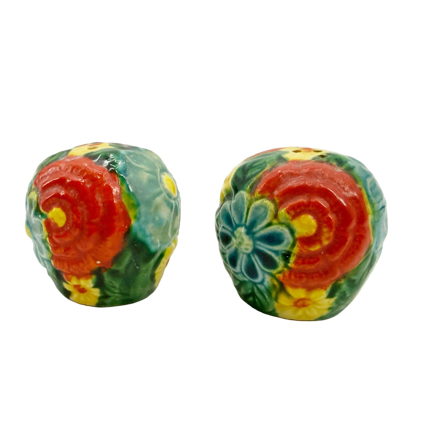 vintage floral Salt & Pepper Shaker Set with Tray | made in Japan