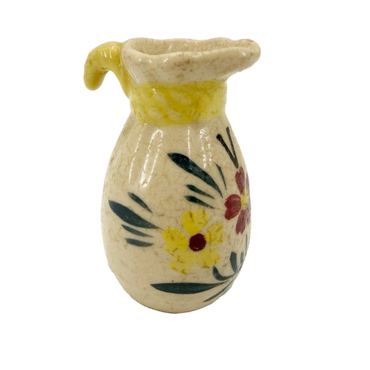 3" tall floral Cruet Pitcher | vintage pottery