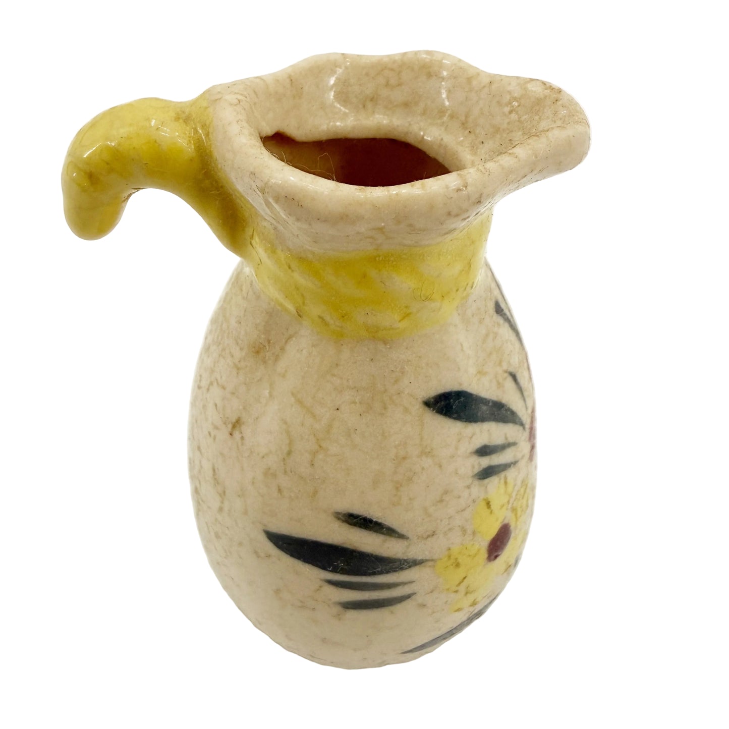 3" tall floral Cruet Pitcher | vintage pottery