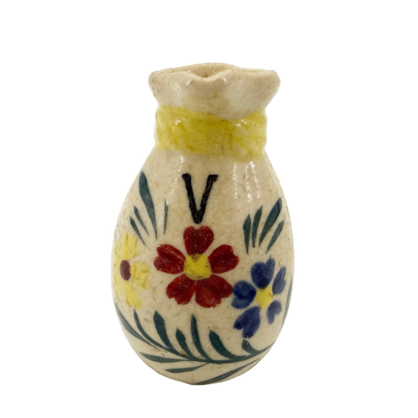 3" tall floral Cruet Pitcher | vintage pottery