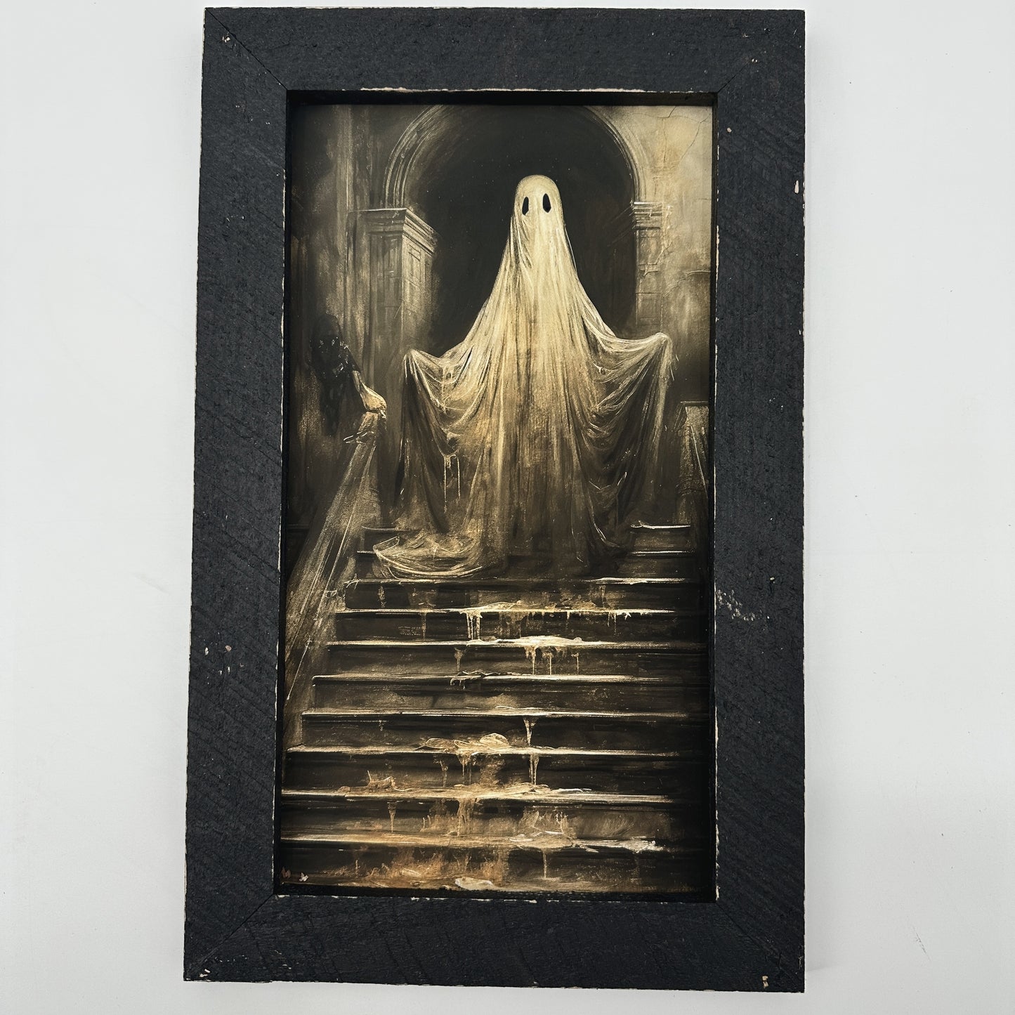 Ghost on Stairs | 16" x 10" framed art print